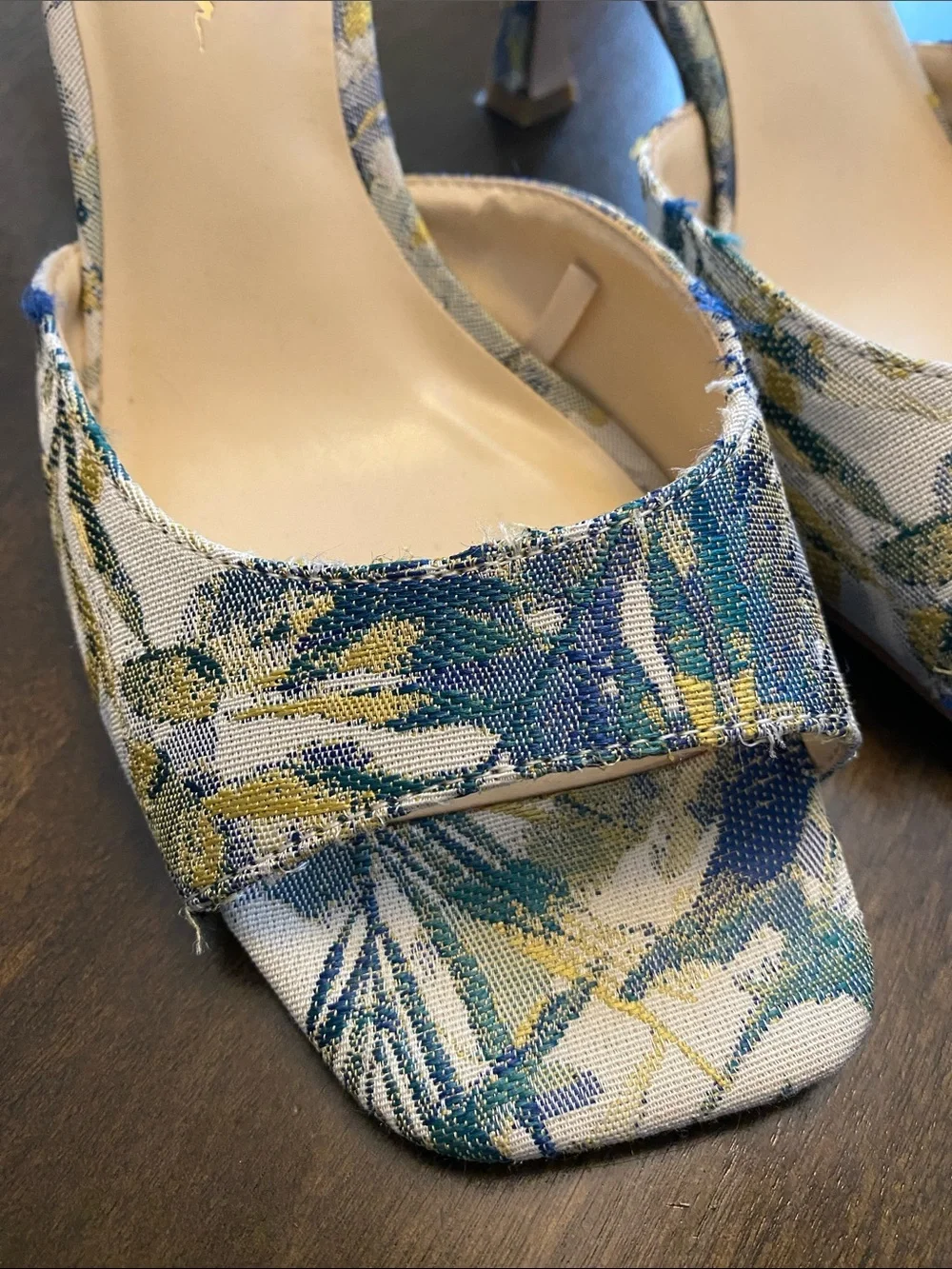 Jessica Simpson Blue Floral Slip-On Mules